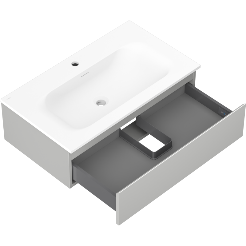 Mexen Orio mueble de baño de 80 cm con lavabo Vela, 1 cajón, gris mate/blanco mate - 91A10-08023-1-BF62-W23M01