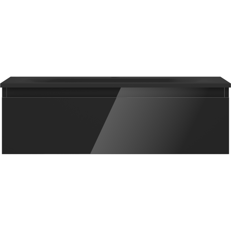 Mexen Orio bathroom cabinet 80 cm with Vela washbasin, 1 drawer, black gloss/black matt - 91A10-08023-1-BF70-W23M71