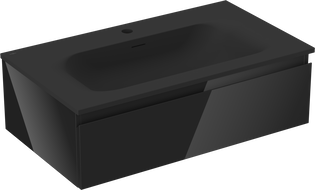 Mexen Orio bathroom cabinet 80 cm with Vela washbasin, 1 drawer, black gloss/black matt - 91A10-08023-1-BF70-W23M71