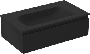 Mexen Orio Badezimmerschrank 80 cm mit Waschbecken Vela, 1 Schublade, schwarz matt - 91A10-08023-1-BF71-W23M71