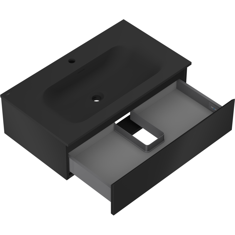 Mexen Orio gabinete de baño 80 cm con lavabo Vela, 1 cajón, negro mate - 91A10-08023-1-BF71-W23M71