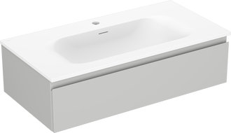 Mexen Orio Badezimmerschrank 90 cm mit Waschbecken Vela, 1 Schublade, grau matt/weiß matt - 91A10-09023-1-BF62-W23M01