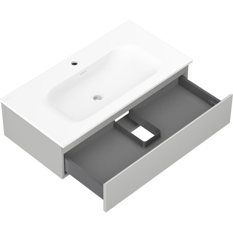 Mexen Orio armário de casa de banho 90 cm com lavatório Vela, 1 gaveta, cinza mate/branco mate - 91A10-09023-1-BF62-W23M01