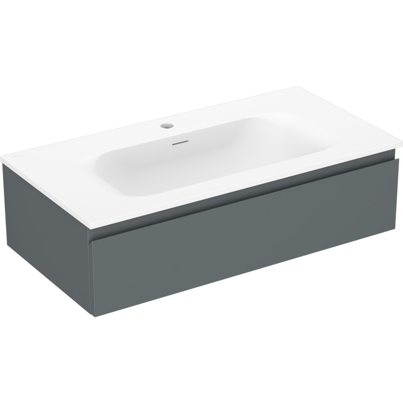 Mexen Orio armario de baño de 90 cm con lavabo Vela, 1 cajón, grafito mate/blanco mate - 91A10-09023-1-BF66-W23M01