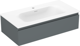 Mexen Orio Badezimmerschrank 90 cm mit Waschbecken Vela, 1 Schublade, Graphit matt/weiß matt - 91A10-09023-1-BF66-W23M01