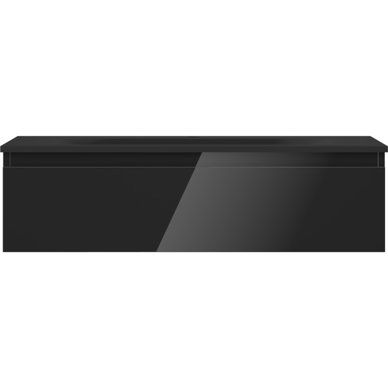 Mexen Orio badkamerkast 90 cm met wastafel Vela, 1 lade, zwarte glans/zwarte mat - 91A10-09023-1-BF70-W23M71