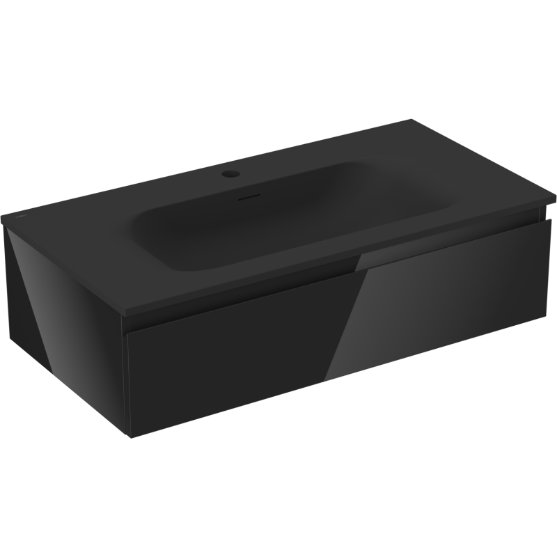 Mexen Orio armário de casa de banho 90 cm com lavatório Vela, 1 gaveta, preto brilhante/preto mate - 91A10-09023-1-BF70-W23M71
