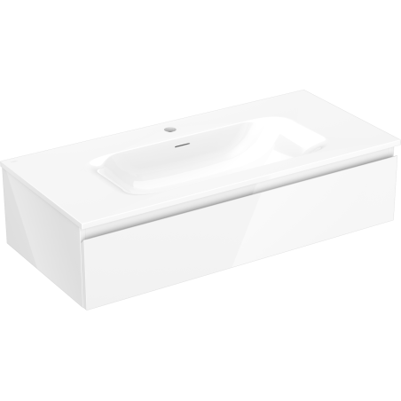 Mexen Orio 100 cm Bathroom Cabinet with Vela Sink, 1 Drawer, White Gloss - 91A10-10023-1-BF00-W23M00