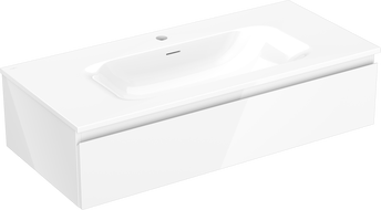 Mexen Orio bathroom cabinet 100 cm with Vela washbasin, 1 drawer, white gloss - 91A10-10023-1-BF00-W23M00