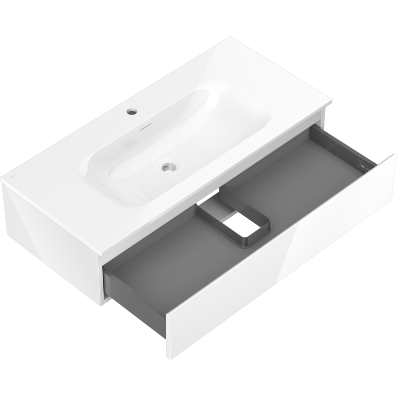 Mexen Orio gabinete de baño 100 cm con lavabo Vela, 1 cajón, blanco brillo - 91A10-10023-1-BF00-W23M00