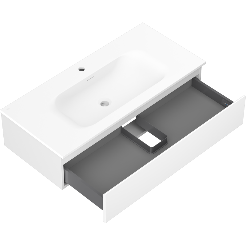 Mexen Orio badkamerkast 100 cm met wastafel Vela, 1 lade, wit mat - 91A10-10023-1-BF01-W23M01