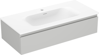 Mexen Orio Badezimmerschrank 100 cm mit Waschbecken Vela, 1 Schublade, grau matt/weiß matt - 91A10-10023-1-BF62-W23M01