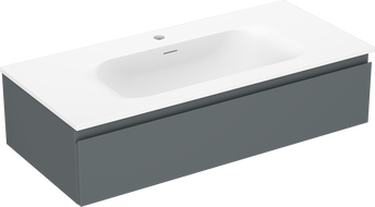 Mexen Orio Badezimmerschrank 100 cm mit Waschbecken Vela, 1 Schublade, grafit matt/weiß matt - 91A10-10023-1-BF66-W23M01