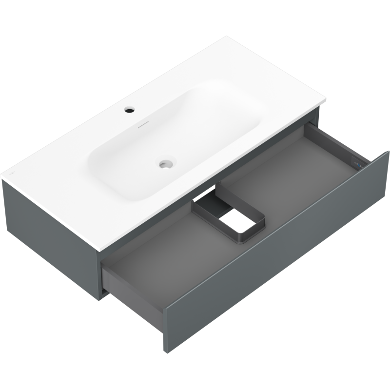 Mexen Orio badkamerkast 100 cm met wastafel Vela, 1 lade, mat grafiet/wit mat - 91A10-10023-1-BF66-W23M01