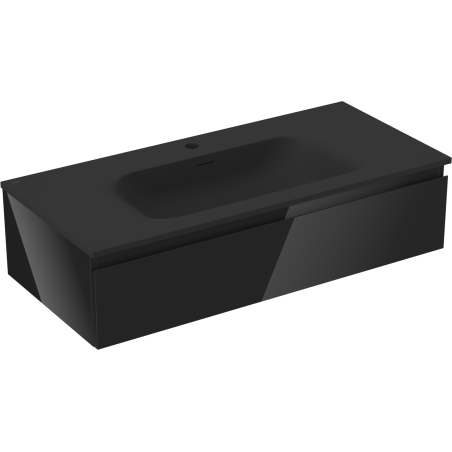 Mexen Orio mobile da bagno 100 cm con lavabo Vela, 1 cassetto, nero lucido/nero opaco - 91A10-10023-1-BF70-W23M71