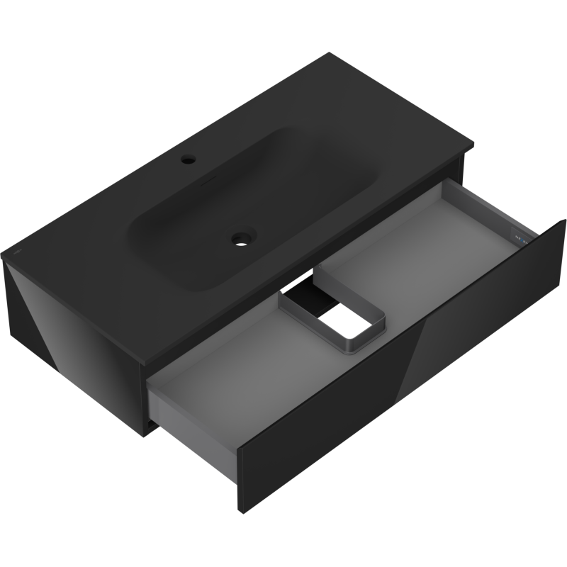 Mexen Orio Buedzëmmer Schaf 100 cm mat Lavabo Vela, 1 Schaf, schwaarz Glanz/schwaarz Matt - 91A10-10023-1-BF70-W23M71