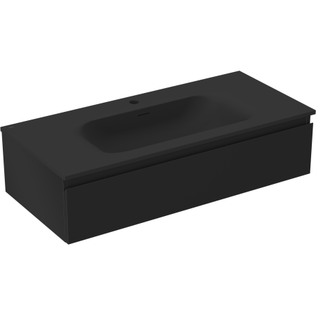 Mexen Orio Badezimmerunterschrank 100 cm mit Waschbecken Vela, 1 Schublade, schwarz matt - 91A10-10023-1-BF71-W23M71
