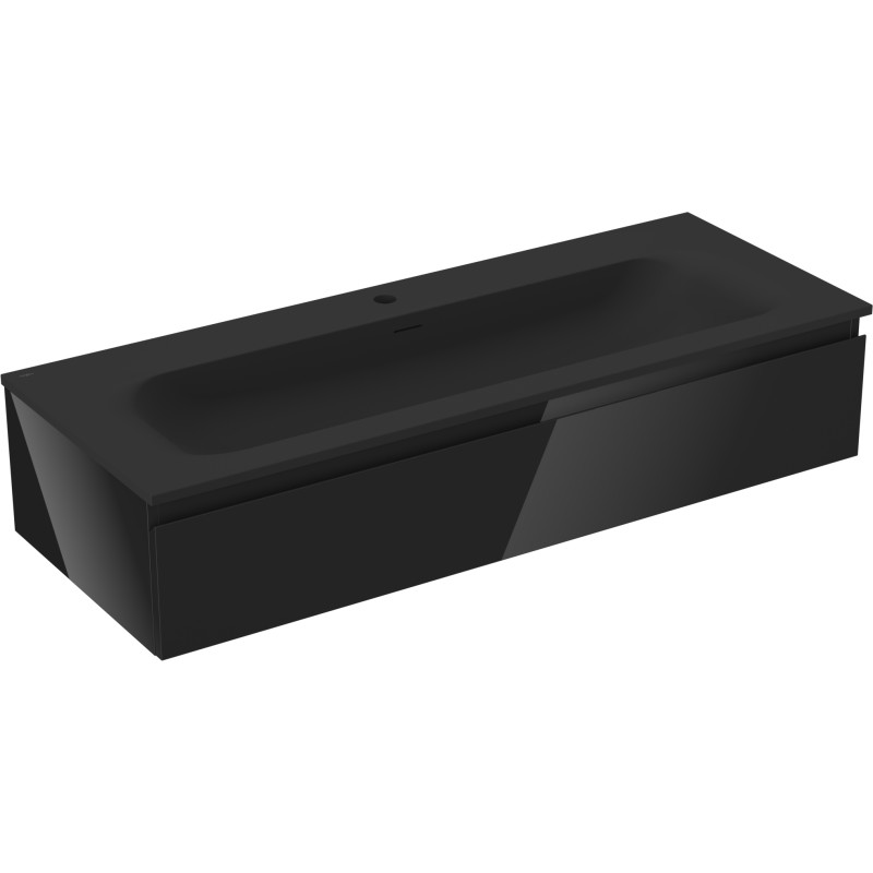 Mexen Orio armario de baño de 120 cm con lavabo Vela, 1 cajón, negro brillo/negro mate - 91A10-12023-1-BF70-W23M71
