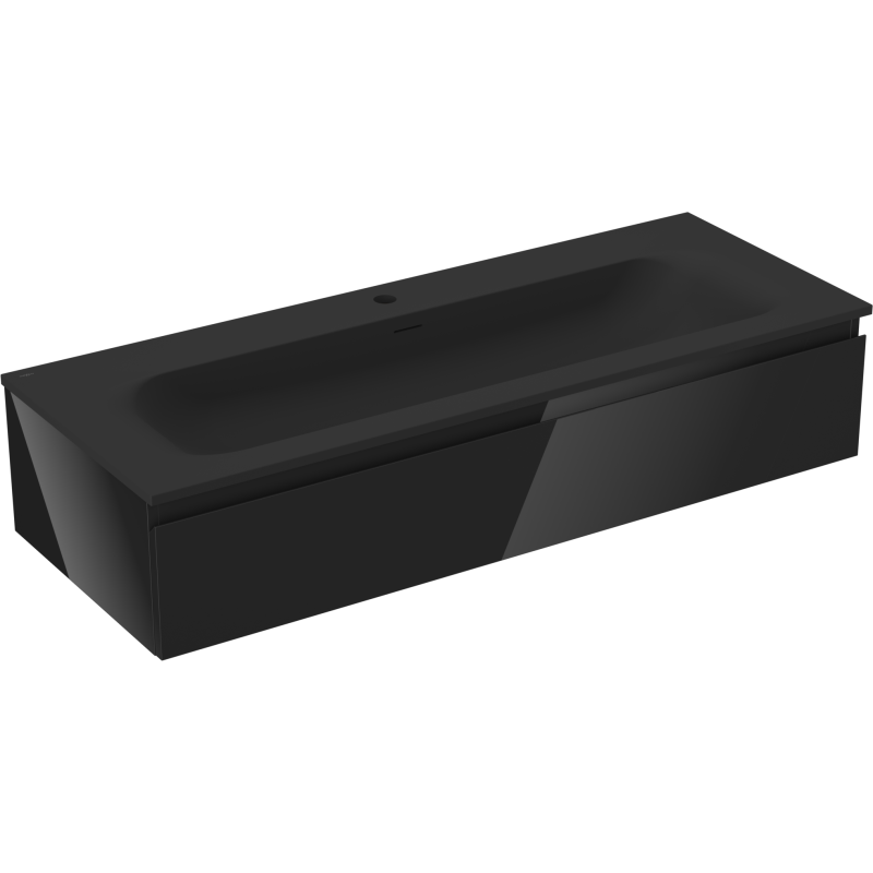 Mexen Orio meuble de salle de bains 120 cm avec lavabo Vela, 1 tiroir, noir brillant/noir mat - 91A10-12023-1-BF70-W23M71