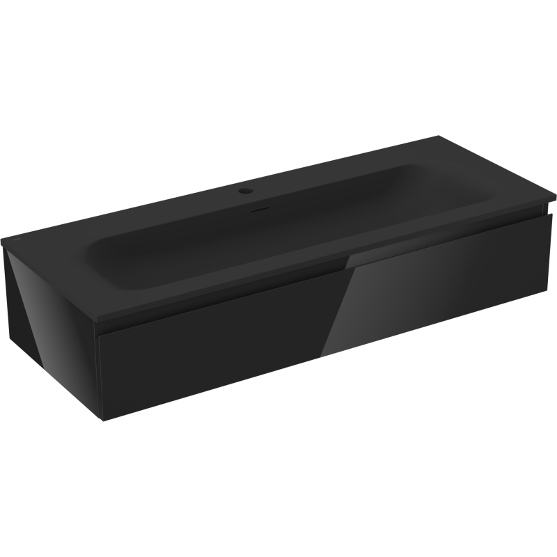 Mexen Orio mueble de baño 120 cm con lavabo Vela, 1 cajón, negro brillante/negro mate - 91A10-12023-1-BF70-W23M71