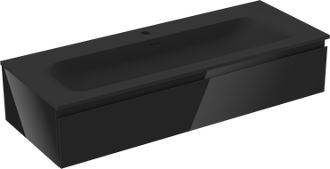Mexen Orio badkamerkast 120 cm met wastafel Vela, 1 lade, zwart glanzend/zwart mat - 91A10-12023-1-BF70-W23M71