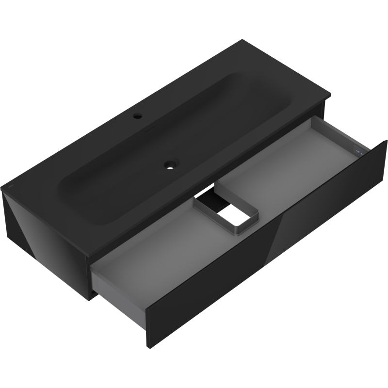 Mexen Orio meuble de salle de bains 120 cm avec lavabo Vela, 1 tiroir, noir brillant/noir mat - 91A10-12023-1-BF70-W23M71