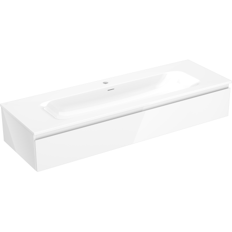 Mexen Orio 140 cm Bathroom Cabinet with Vela Sink, 1 Drawer, White Gloss - 91A10-14023-1-BF00-W23M00