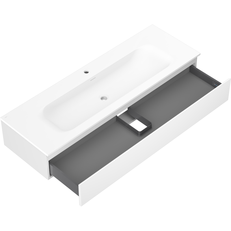 Mexen Orio Badezimmerschrank 140 cm mit Waschbecken Vela, 1 Schublade, weiß matt - 91A10-14023-1-BF01-W23M01