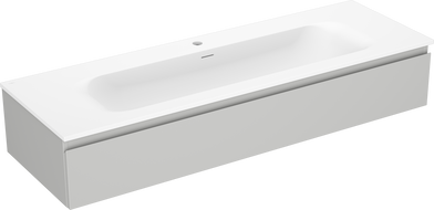 Mexen Orio Badezimmerschrank 140 cm mit Waschbecken Vela, 1 Schublade, grau matt/weiß matt - 91A10-14023-1-BF62-W23M01