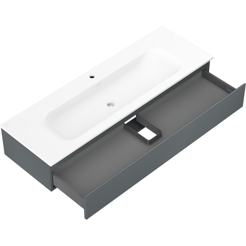Mexen Orio badkamerkast 140 cm met wastafel Vela, 1 lade, grafiet mat/wit mat - 91A10-14023-1-BF66-W23M01