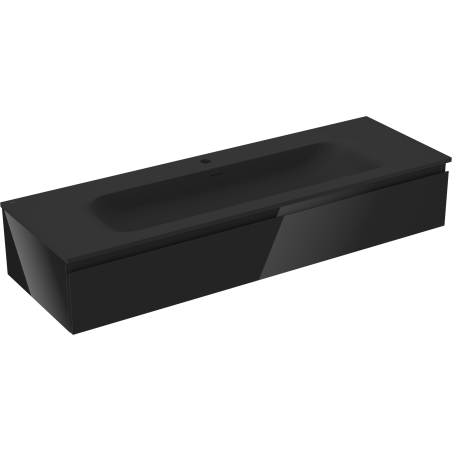 Mexen Orio Badezimmerschrank 140 cm mit Waschbecken Vela, 1 Schublade, Schwarz Glanz/Schwarz Matt - 91A10-14023-1-BF70-W23M71