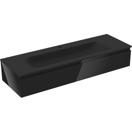 Mexen Orio bathroom cabinet 140 cm with Vela sink, 1 drawer, black gloss/black matte - 91A10-14023-1-BF70-W23M71