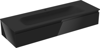 Mexen Orio Badezimmerschrank 140 cm mit Waschbecken Vela, 1 Schublade, Schwarz Glanz/Schwarz Matt - 91A10-14023-1-BF70-W23M71