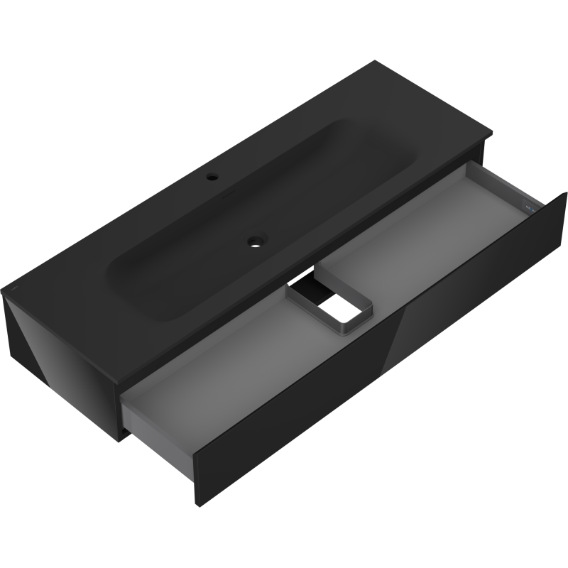 Mexen Orio meuble de salle de bain 140 cm avec lavabo Vela, 1 tiroir, noir brillant/noir mat - 91A10-14023-1-BF70-W23M71