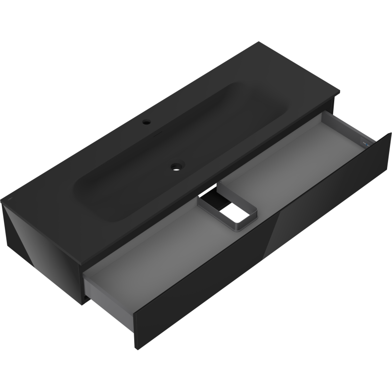 Mexen Orio mueble de baño 140 cm con lavabo Vela, 1 cajón, negro brillante/negro mate - 91A10-14023-1-BF70-W23M71