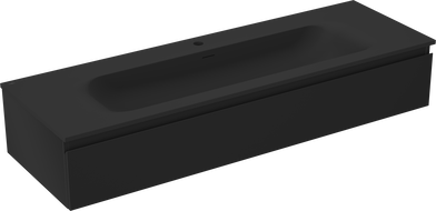 Mexen Orio Badezimmerschrank 140 cm mit Waschbecken Vela, 1 Schublade, schwarz matt - 91A10-14023-1-BF71-W23M71