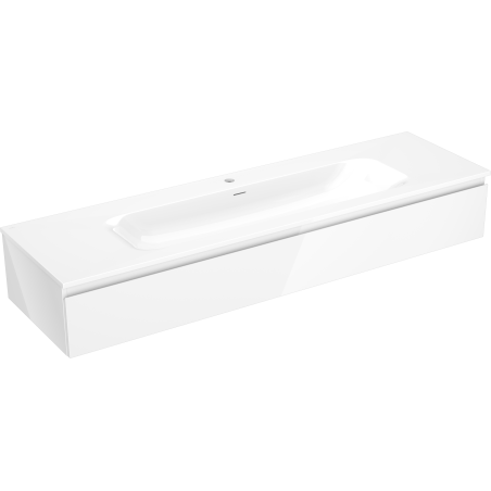 Mexen Orio Badezimmerschrank 160 cm mit Waschbecken Vela, 1 Schublade, Weiß Hochglanz - 91A10-16023-1-BF00-W23M00