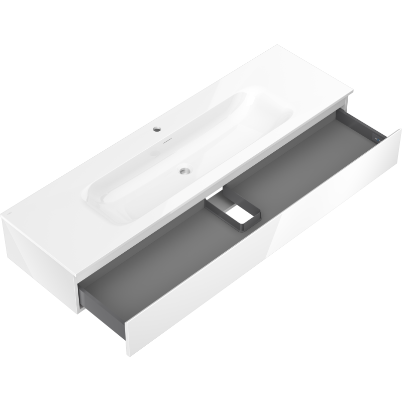 Mexen Orio armário de casa de banho 160 cm com lavatório Vela, 1 gaveta, branco brilhante - 91A10-16023-1-BF00-W23M00