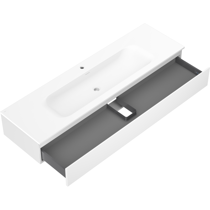 Mexen Orio Bathroom Cabinet 160 cm with Vela Basin, 1 Drawer, White Matte - 91A10-16023-1-BF01-W23M01