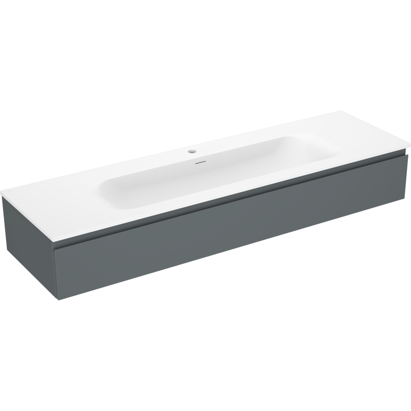 Mexen Orio Badezimmerschrank 160 cm mit Waschbecken Vela, 1 Schublade, Graphit matt/Weiß matt - 91A10-16023-1-BF66-W23M01