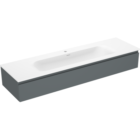 Mexen Orio Badezimmerschrank 160 cm mit Waschbecken Vela, 1 Schublade, Graphit matt/Weiß matt - 91A10-16023-1-BF66-W23M01