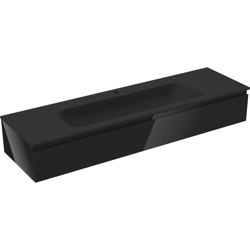 Mexen Orio badkamerkast 160 cm met wastafel Vela, 1 lade, zwart glans/zwart mat - 91A10-16023-1-BF70-W23M71