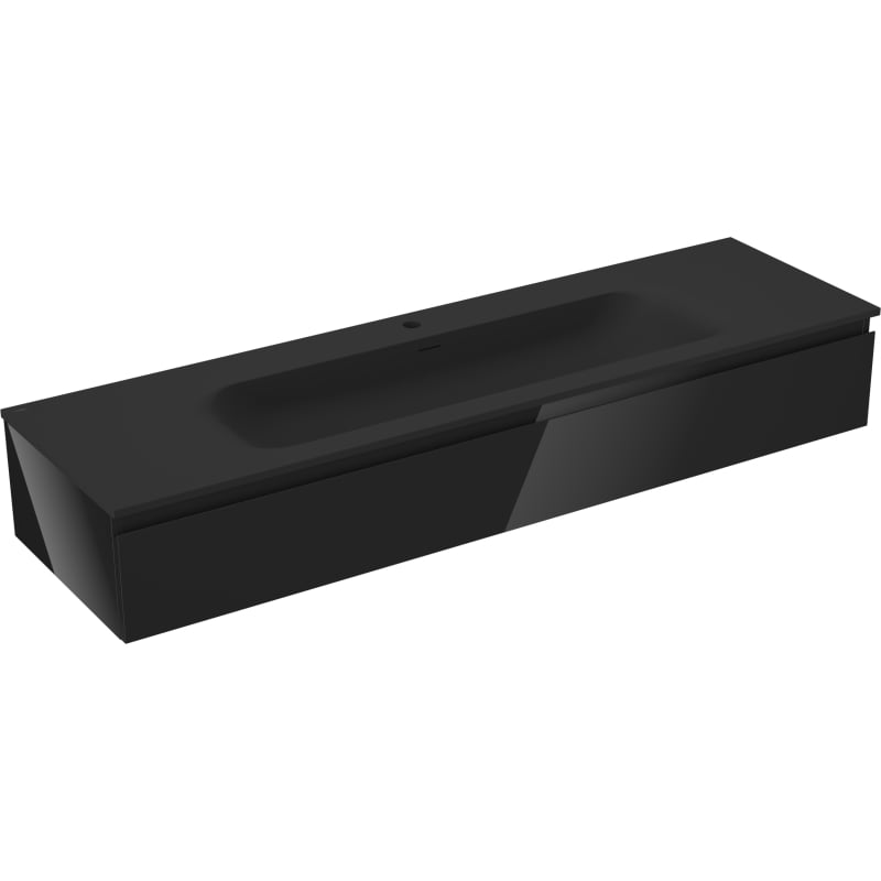 Mexen Orio mobile bagno 160 cm con lavabo Vela, 1 cassetto, nero lucido/nero opaco - 91A10-16023-1-BF70-W23M71