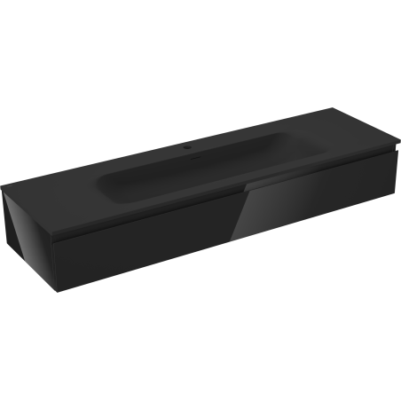Mexen Orio armario de baño 160 cm con lavabo Vela, 1 cajón, negro brillo/negro mate - 91A10-16023-1-BF70-W23M71