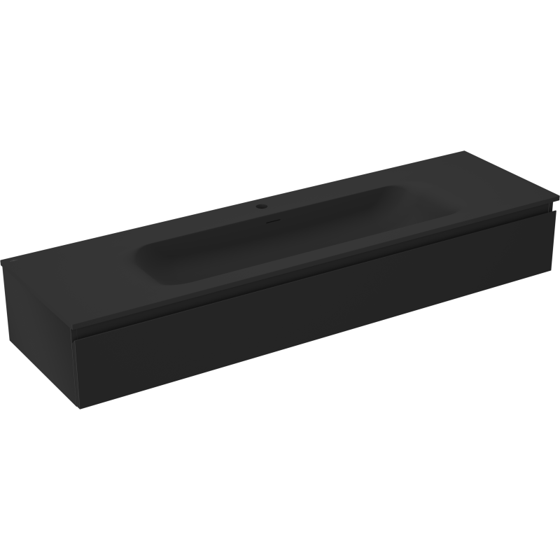 Mexen Orio badkamerkast 160 cm met wastafel Vela, 1 lade, zwarte mat - 91A10-16023-1-BF71-W23M71