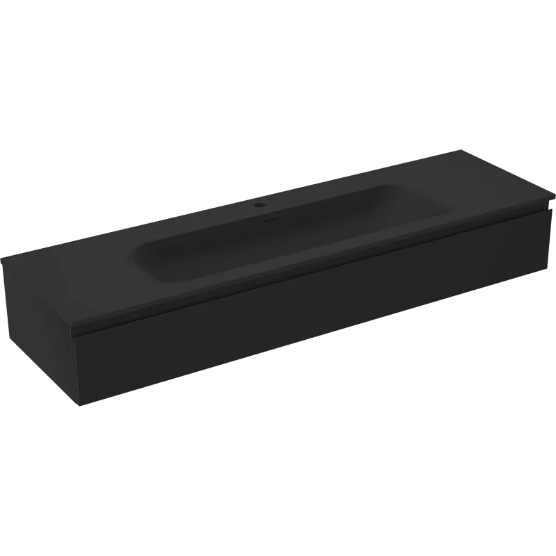 Mexen Orio bathroom cabinet 160 cm with Vela sink, 1 drawer, black matte - 91A10-16023-1-BF71-W23M71