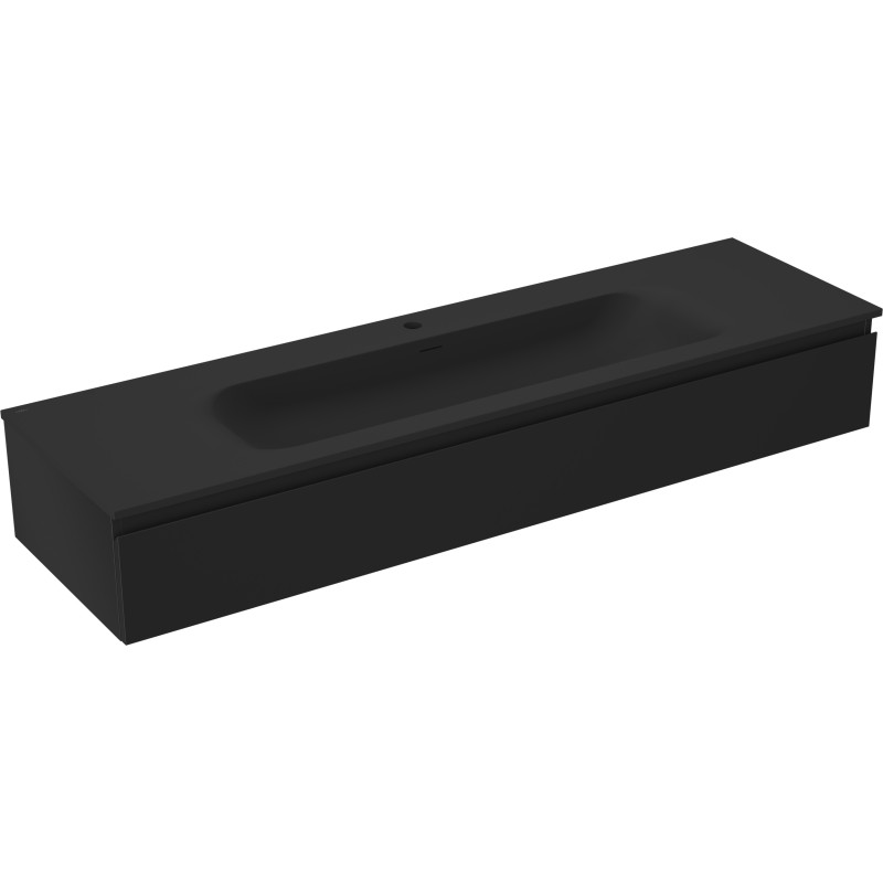 Mexen Orio vannitoakapp 160 cm valamu Vela, 1 sahtel, must matt - 91A10-16023-1-BF71-W23M71