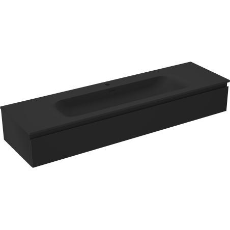 Mexen Orio Badezimmerschrank 160 cm mit Waschbecken Vela, 1 Schublade, schwarz matt - 91A10-16023-1-BF71-W23M71