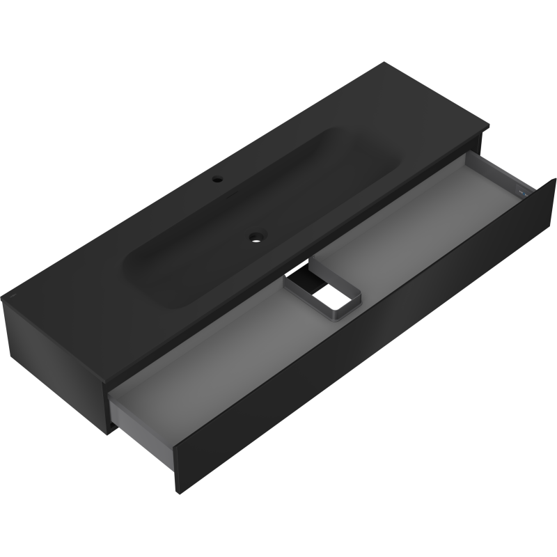 Mexen Orio mueble de baño 160 cm con lavabo Vela, 1 cajón, negro mate - 91A10-16023-1-BF71-W23M71