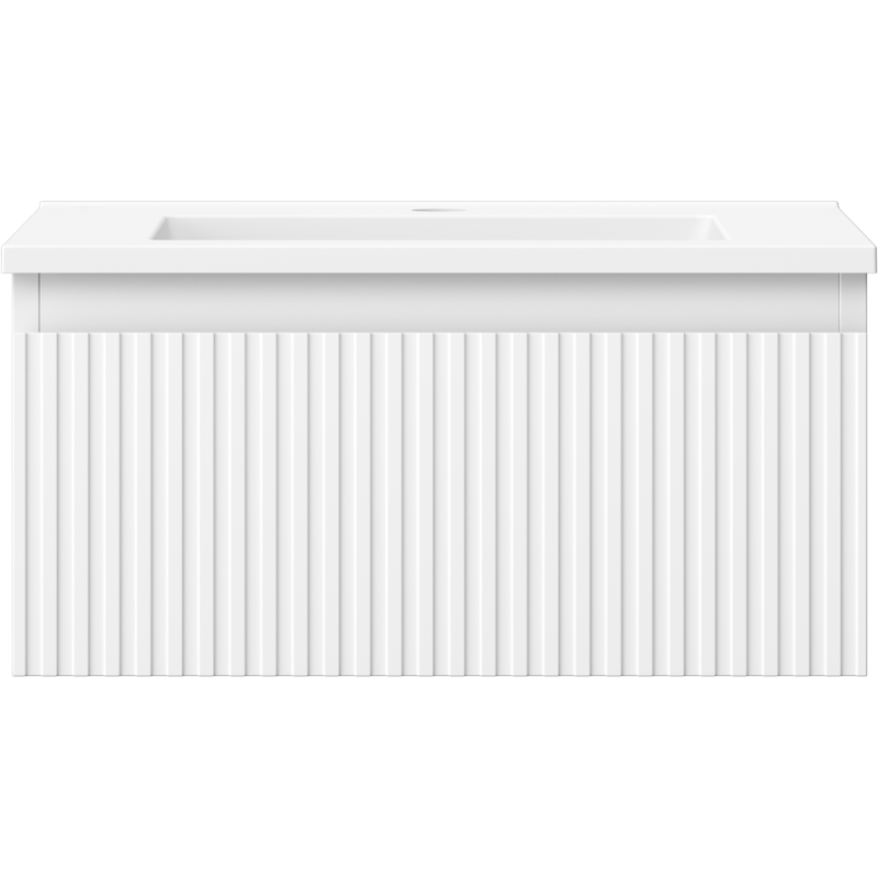 Mexen Rivel badkamerkast 50 cm met wastafel Otis, 1 lade, gegroefd, wit mat - 91A20-05023-1-BF01-W18M01